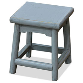 Distressed Grey Petite Chinese Village Wooden Bench