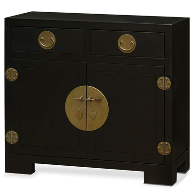 Matte Black Elmwood Chinese Ming Cabinet