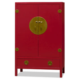 Red Elmwood Chinese Ming TV Armoire