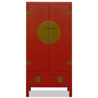 Red Elmwood Chinese Ming TV Armoire