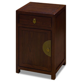 Mahogany Finish Petite Elmwood Chinese Ming Cabinet