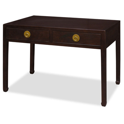 Dark Espresso Elmwood Chinese Ming Desk with 2 Drawers