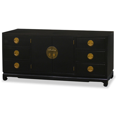 Matte Black Elmwood Chinese Ming Sideboard