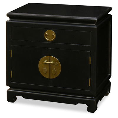 Matte Black Petite Elmwood Chinese Ming Cabinet