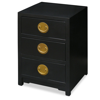 Matte Black Petite Elmwood Chinese Ming Chest of Drawers