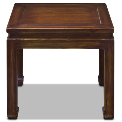 Distressed Mahogany Elmwood Chinese Ming Lamp Table