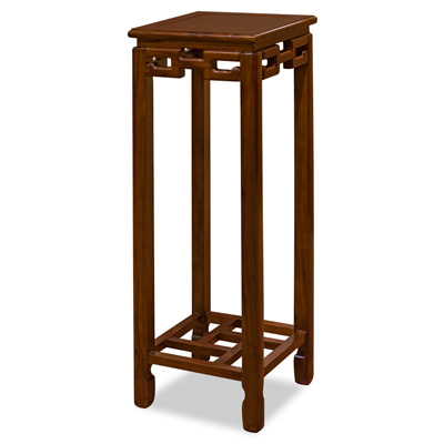 36 Inch Mahogany Finish Elmwood Chinese Key Pedestal