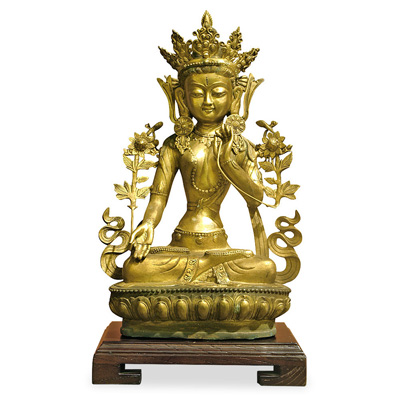 Bronze Tibetan Buddha Sitting in Abhaya Mudra