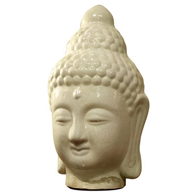 Ceramic Enlightened Buddha Head Asian Statue