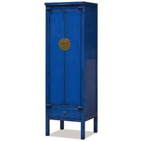 Distressed Navy Blue Elmwood Chinese Ming Armoire