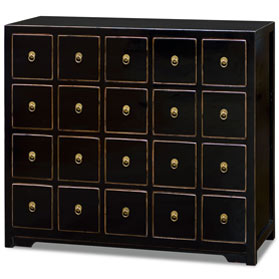 Elmwood Distressed Black Chinese Apothecary Chest