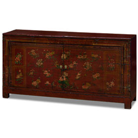 Elmwood Dark Red Dong-Bei Oriental Cabinet