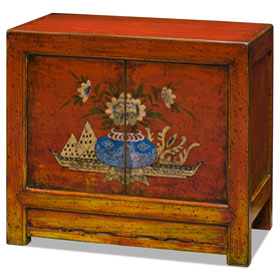 Elmwood Peony Flower Mongolian Cabinet