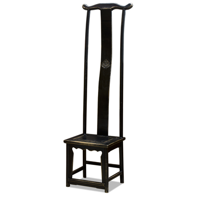 Distressed Black Elmwood Chinese Ming Tall Chair