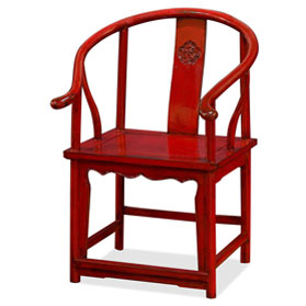 Distressed Red Elmwood Chinese Ming Arm Chair