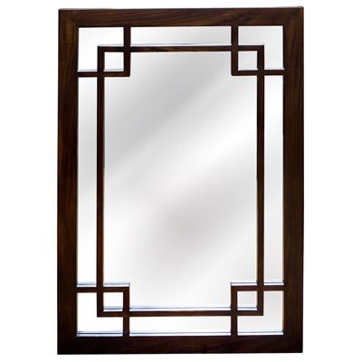 Espresso Elmwood Window Panel Asian Mirror