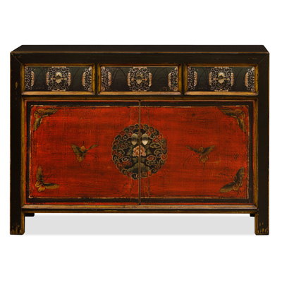 Elmwood Tibetan Masay Butterfly Motif  Cabinet