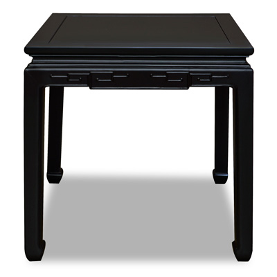 Matte Black Elmwood Chinese Key Motif Lamp Table