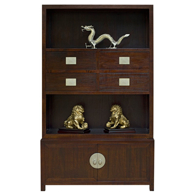 Espresso Elmwood Zen Style Asian Bookcase