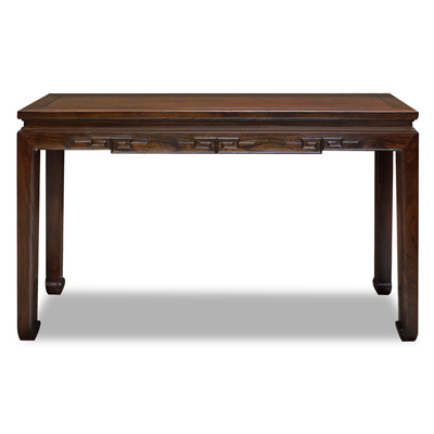 Light Espresso Elmwood Chinese Key Motif Asian Console Table