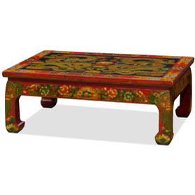 Imperial Dragon Motif Rectangle Tibetan Coffee Table