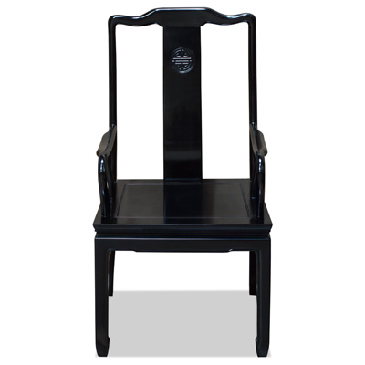 Black Rosewood Chinese Longevity Arm Chair