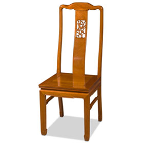 Natural Finish Rosewood Flower and Bird Oriental Chair