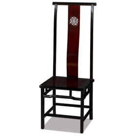 Black Trim Dark Cherry Rosewood Chinese Ming Longevity Tall Chair