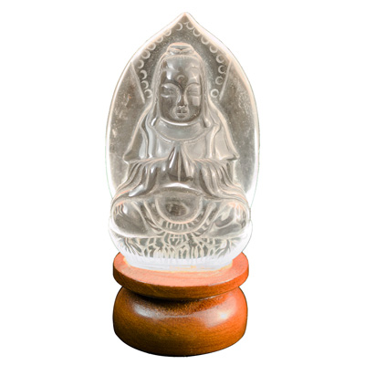 Clear Quartz Sitting Guanyin Chinese Figurine