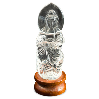 Clear Quartz Kneeling Buddha Chinese Figurine