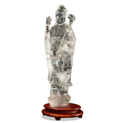 Clear Quartz Guanyin Asian Sculpture