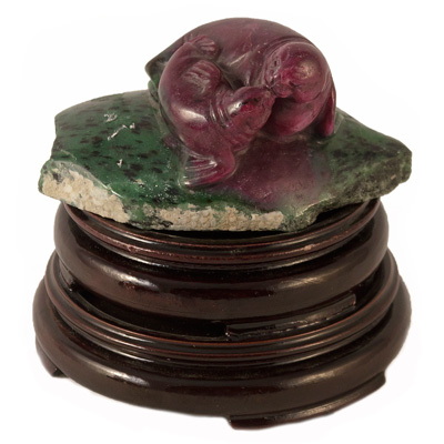 Ruby and Zoisite Seals Chinese Sculpture