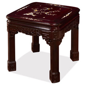 Dark Cherry Chinese Mother of Pearl Inlay Rosewood Imperial Lamp Table