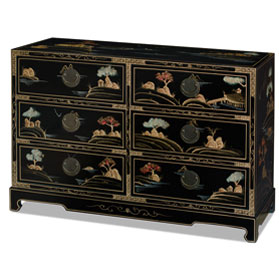 Chinoiserie Scenery Design Ming Style Oriental Chest of Drawers