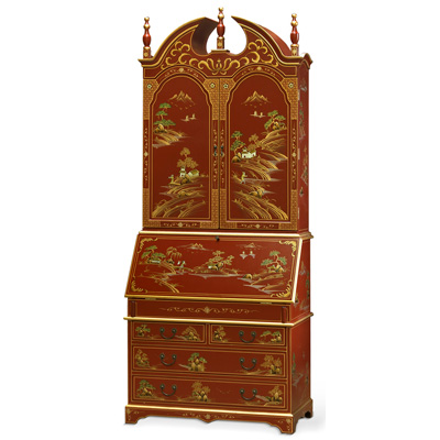 Chinoiserie Scenery French Motif Oriental Secretaire Desk