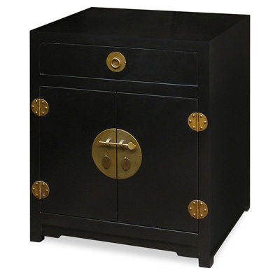 Matte Black Elmwood Chinese Ming Cabinet