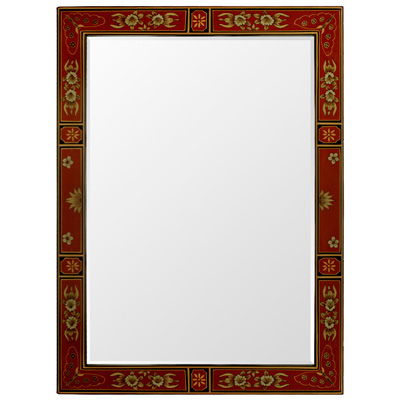 Red Tibetan Vertical Mirror