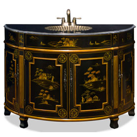 Chinoiserie Scenery Victorian Vanity Cabinet