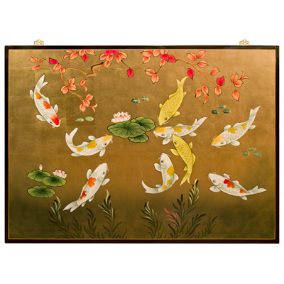 Gold Leaf Prosperity Koi Fish Asian Wall Art