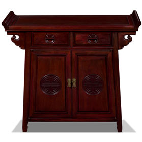 Red Cherry Rosewood Chinese Longevity Design Altar Cabinet