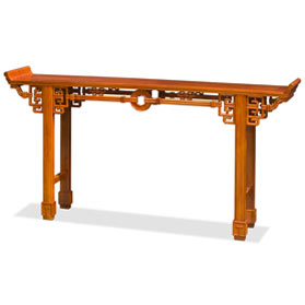 72 Inch Natural Finish Rosewood Coin Design Asian Altar Table