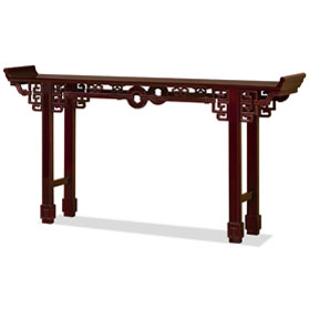 72 Inch Dark Cherry Rosewood Coin Design Asian Altar Table