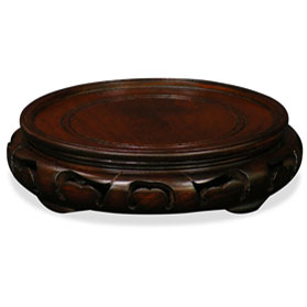 5.5 Inch Dark Brown Round Chinese Wooden Stand