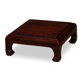 5 Inch Dark Brown Elmwood Chinese Square Stand