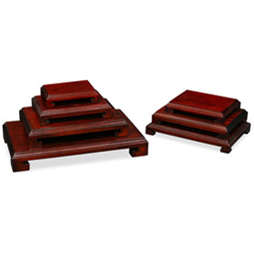 Dark Brown Wooden Rectangular Chinese Stands