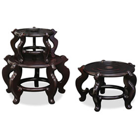 Dark Brown Chinese Wooden Planter Stands