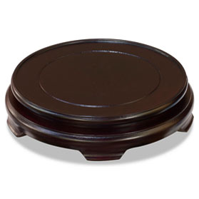 7 Inch Dark Brown Round Chinese Wooden Stand