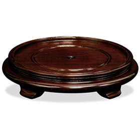 6.5 Inch Dark Brown Round Chinese Wooden Stand