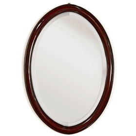 Dark Cherry Rosewood Chinese Ming Oval Mirror