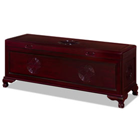 Dark Cherry Rosewood Chinese Longevity Motif Dowry Trunk